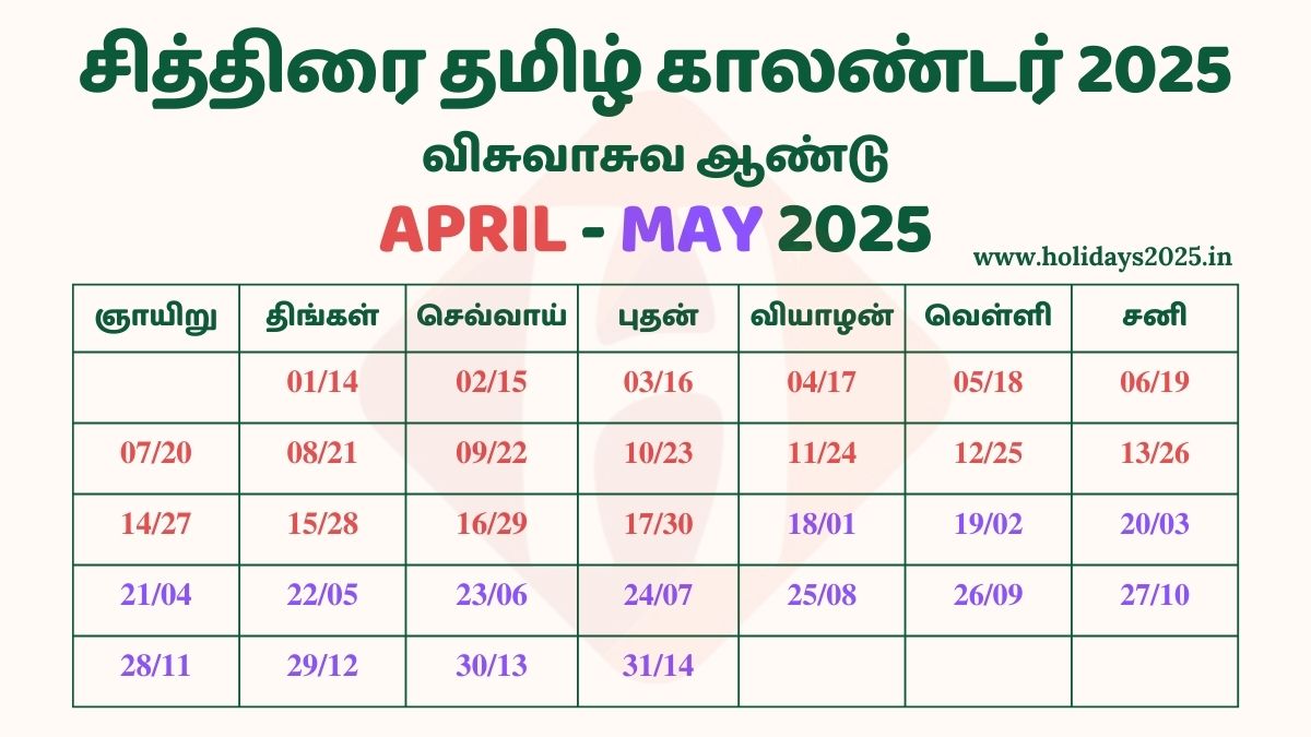 Chithirai Month Tamil Calendar 2025