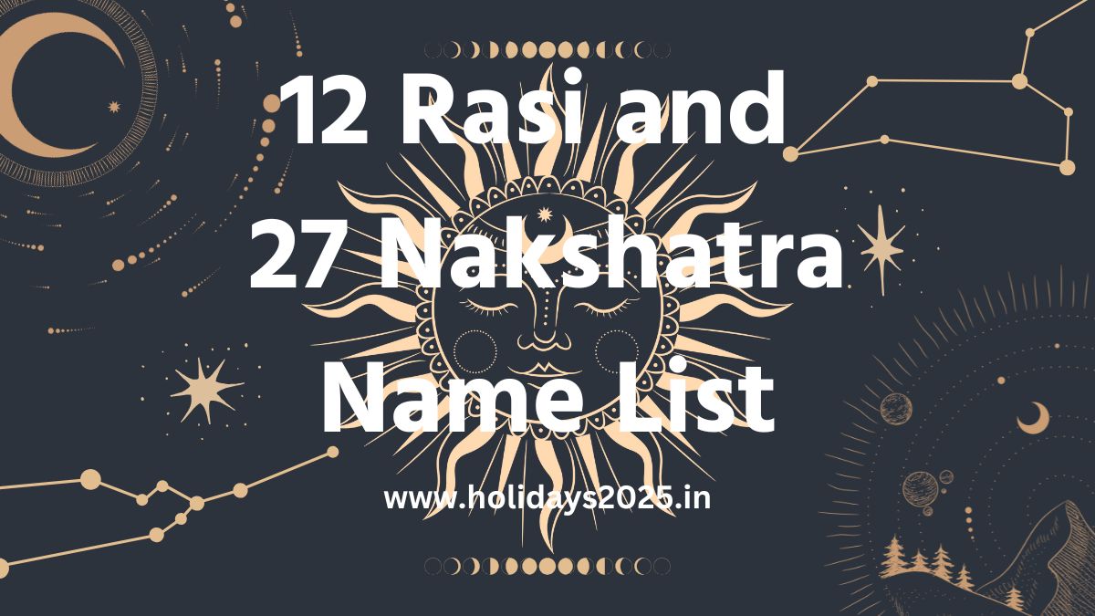 12 Rasi and 27 Nakshatra Name List 2025